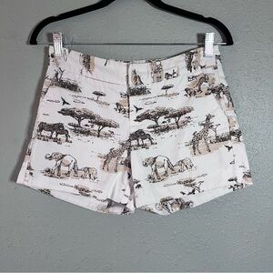 Banana Republic Safari Animal Print Shorts Petite 2P High Waist Cotton